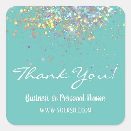 カスタム ビジネス レインボー グリッター スクエア S スクエアシール (正面)