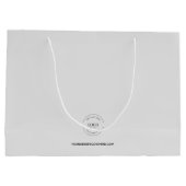 カスタム ビジネス ロゴとウェブサイト グレー ラージペーパーバッグ (裏面)