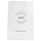 カスタム ビジネス ロゴとウェブサイト 白 ミディアムペーパーバッグ (裏面)