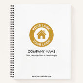 カスタム ビジネス ロゴとテキスト 白 ノートブック (正面)