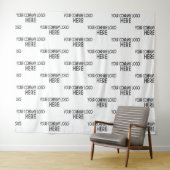 カスタム ビジネス ロゴ ステップ & リピート 背景 白 タペストリー (インサイチュ(横))