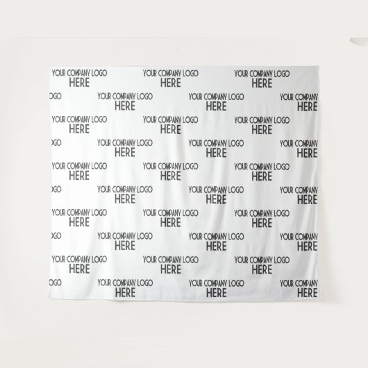 カスタム ビジネス ロゴ ステップ & リピート 背景 白 タペストリー (正面(横))