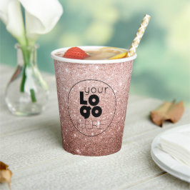 カスタム・ビジネス・ロゴ・バラ金ゴールドグリッター紙・カップ 紙コップ