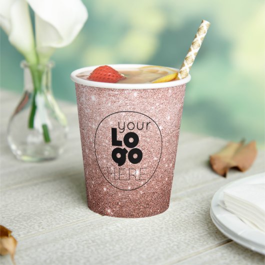 カスタム・ビジネス・ロゴ・バラ金ゴールドグリッター紙・カップ 紙コップ (インサイチュ)