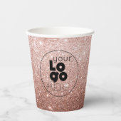 カスタム・ビジネス・ロゴ・バラ金ゴールドグリッター紙・カップ 紙コップ (正面)