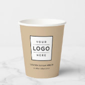 カスタム・ビジネス・ロゴ・ベージュ・ブランド 紙コップ (正面)