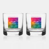 カスタム ビジネス ロゴ 名前 テキスト モダン セット 2 ウイスキーグラス (正面)