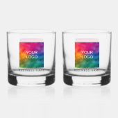 カスタム ビジネス ロゴ 名前 テキスト モダン セット 2 ウイスキーグラス (裏面)