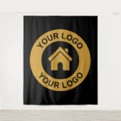 カスタム ビジネス ロゴ 法人 イベント ブラック タペストリー (正面)