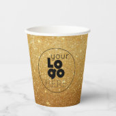 カスタム・ビジネス・ロゴ・金ゴールドグリッター紙パーティー・カップ 紙コップ (正面)