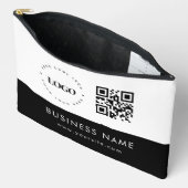 カスタム ビジネス ロゴ QR コード & テキスト プロフェッショナル アクセサリーポーチ (見開き)
