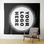 カスタム ビジネス 会社 ロゴ ブラック タペストリー (インサイチュ(横))