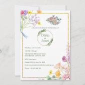 カスタム ビューティフル ネイチャー フローラル ピンクとパープル 招待状 (正面)