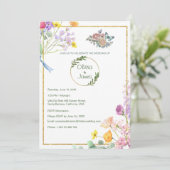 カスタム ビューティフル ネイチャー フローラル ピンクとパープル 招待状 (スタンド正面)