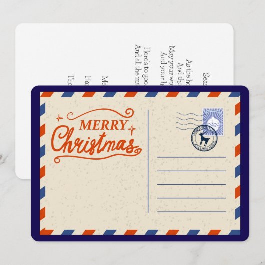 カスタム ビンテージ レトロ ノースポール クリスマス グリーティング (正面/裏面)