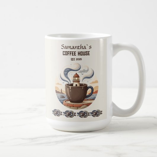 カスタム ビンテージ 海岸カフェ グッズ コーヒーマグカップ (右)