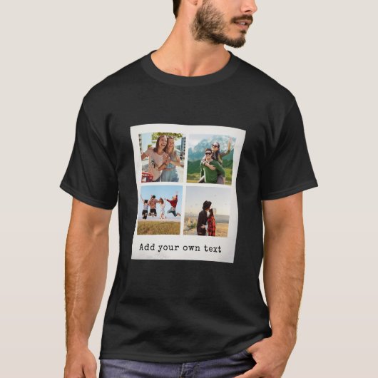 カスタム ビンテージ 4 枚の写真コラージュ Tシャツ (正面)