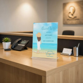 カスタム ビーチハウス ゲストWiFiペデスタルサイン 台座サイン