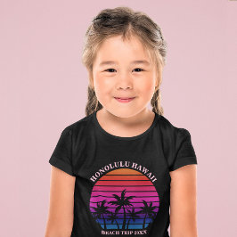 カスタム ビーチ トリップ トロピカル ヤシの木 キッズ Tシャツ