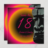 カスタム ピンク オレンジ ティキ ヘッド テーブル 結婚式の招待状 招待状 (正面/裏面)