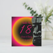 カスタム ピンク オレンジ ティキ ヘッド テーブル 結婚式の招待状 招待状 (スタンド正面)