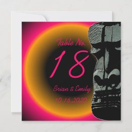 カスタム ピンク オレンジ ティキ ヘッド テーブル 結婚式の招待状 招待状