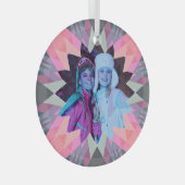 カスタム ピンク グレー クリスマス スター 家族 フォト ギフト ガラスオーナメント (正面右)