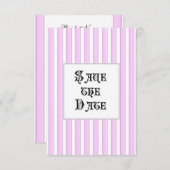 カスタム ピンク ストライプ 結婚式のお知らせ 案内状 (正面/裏面)