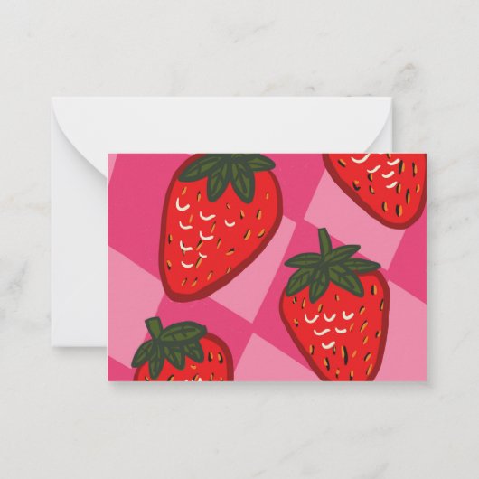 カスタム ピンク チェック柄 イチゴ 優待券 カード (裏面)