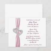 カスタム ピンク ハーツ ブライダル シャワー 招待状 (正面/裏面)