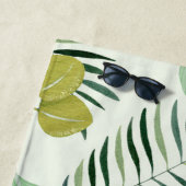 カスタム ピンク フラミンゴ 緑の葉 ブライズメイド  ビーチタオル (インサイチュ)