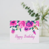 カスタム ピンク フラワー ポストカード (スタンド正面)
