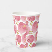 カスタム ピンク フローラル ペーパー カップ – ブラッシュ ウォーターカラー 紙コップ (右)