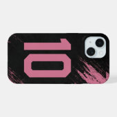 カスタム ピンク ブラック ナンバー10 スマホケース iPhone 15ケース (裏面横)