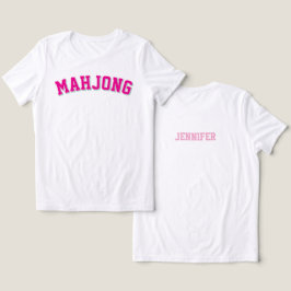カスタム ピンク プレッピー バーシティ 麻雀 グラフィック トライブレンドTシャツ