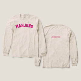 カスタム ピンク プレピー バーシティ マージャングラフィック トライブレンドTシャツ