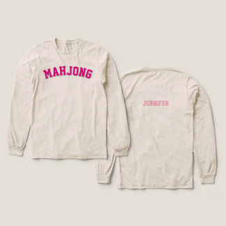 カスタム ピンク プレピー バーシティ マージャングラフィック トライブレンドTシャツ