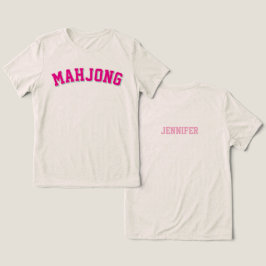 カスタム ピンク プレピー バーシティ 麻雀 グラフィック トライブレンドTシャツ