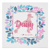 カスタム ピンク プードル アート | オーダーメイド 犬 インテリア ポスター (正面)