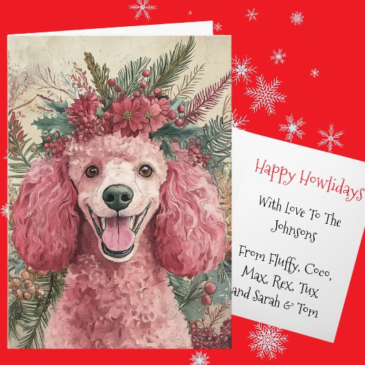 カスタム ピンク プードル クリスマス フラワーロン