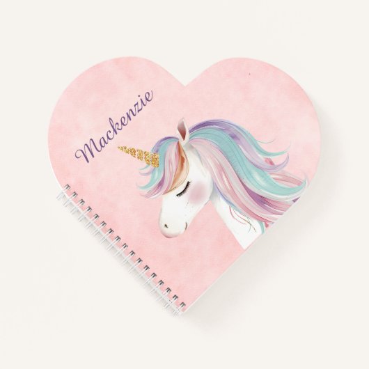 カスタム ピンク ユニコーン ノートブック (正面)