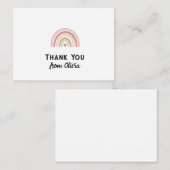 カスタム ピンク レインボー お礼のハガキ 女の子用 ノートカード (正面/裏面)