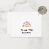 カスタム ピンク レインボー お礼のハガキ 女の子用 ノートカード (正面/裏面インサイチュ)