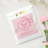 カスタム ピンク レッド ハンドドローンハート ボウ ありがとう フェイバーバッグ (封をした状態)