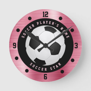 カスタム ピンク 女子 サッカー ボール フットボール 丸 時計