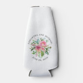 カスタム ピンク 牡丹 花の結婚式 DIY ボトルクーラー (正面)