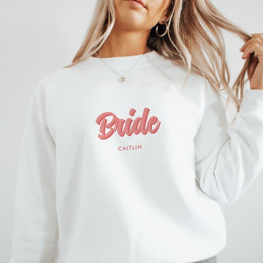 カスタム ピンク 'Bride' ブライズメイド パーティー ウェディング シャワー スウェットシャツ