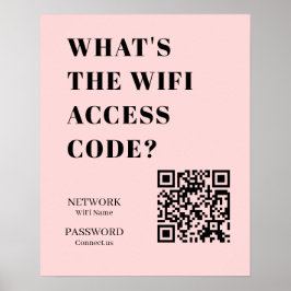 カスタム ピンク WiFi QR | パーソナライズされたパスワード ポスター