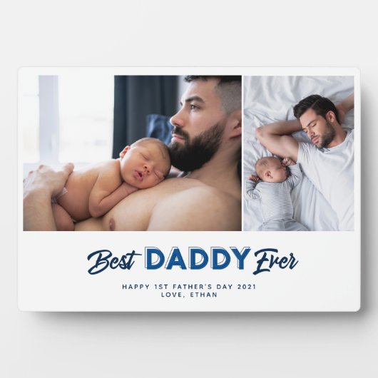 カスタム・ファザーズ・デイ・フォト・コラージュ・最高のダディ・エバー フォトプラーク (正面)