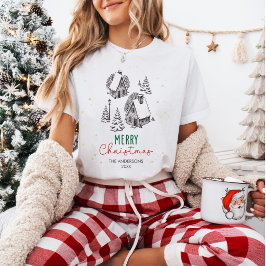 カスタム ファミリー クリスマス ヴィンテージ ウィンタービレッジ Tシャツ